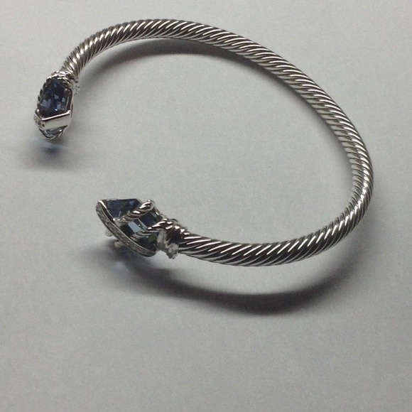 David Yurman Jewelry - David Yurman Blue Topaz & Diamond Wrap Bangle 4mm